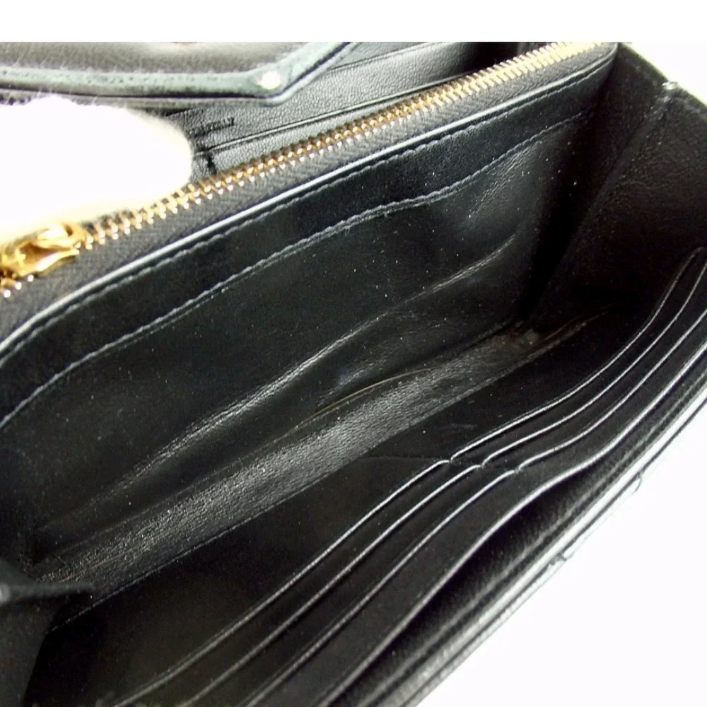 Authentic Yves Saint Laurent YSL logo V stitch wallet/ Clucth leather - Picture 10 of 14